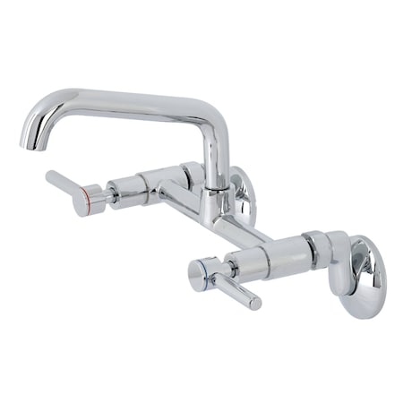 Kingston Brass KS823C Concord Two-Handle Wall-Mount Kitchen Faucet, Polished Chrome KS823C
